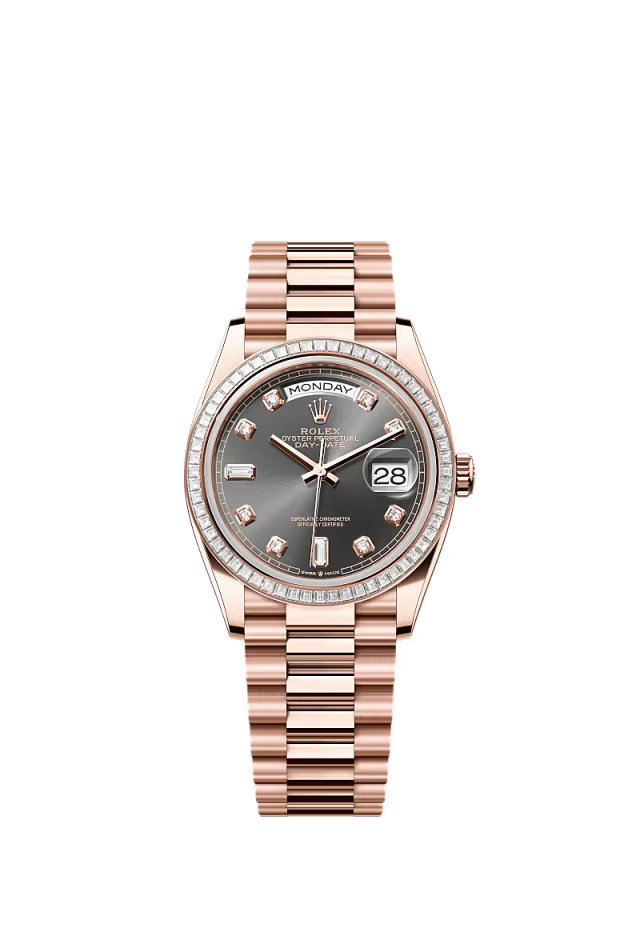 Rolex Day-Date 36 128395TBR Everose Gold Slate Dial - Zeuskicks