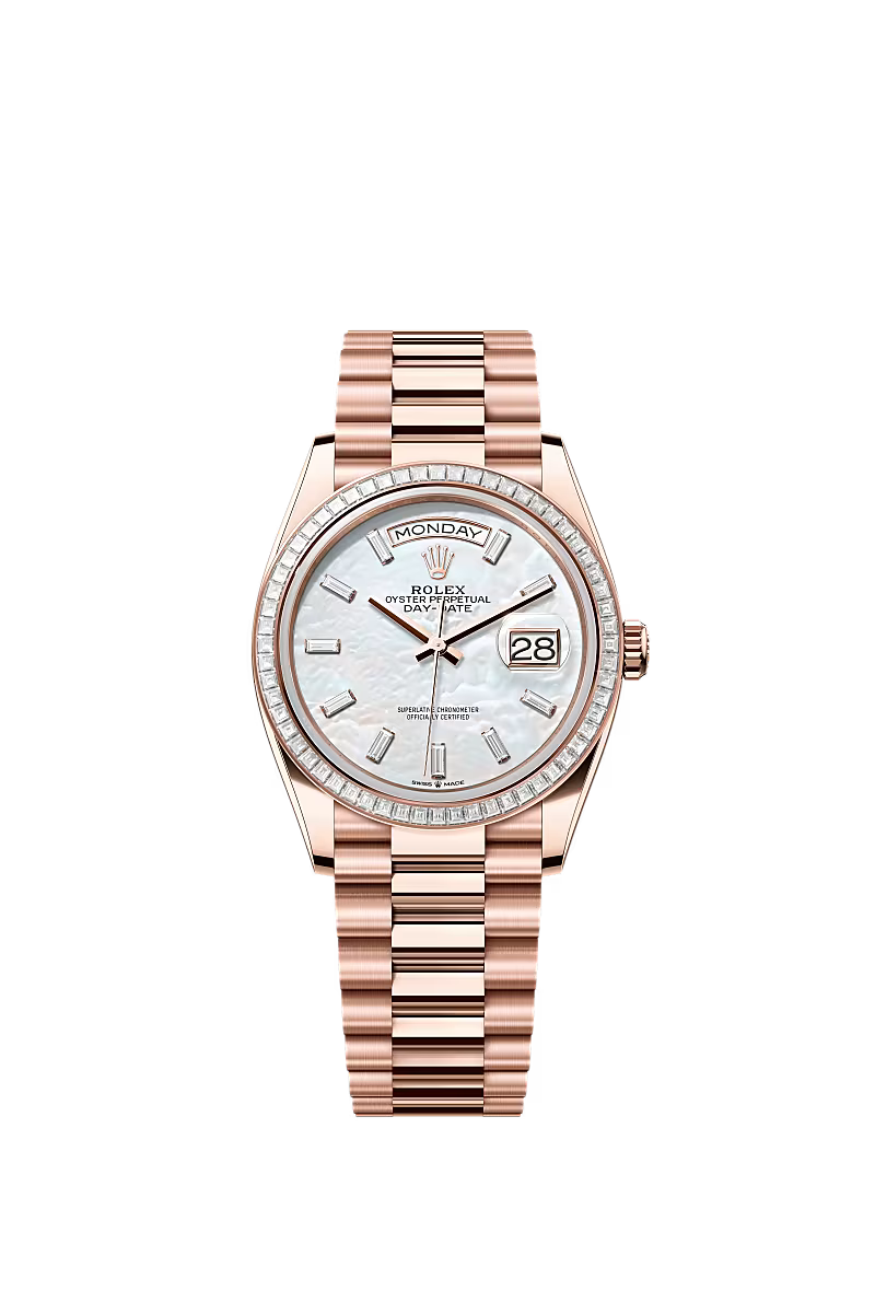 Rolex Day-Date 36 128395TBR Everose Gold White Mother-of-Pearl Dial - Zeuskicks