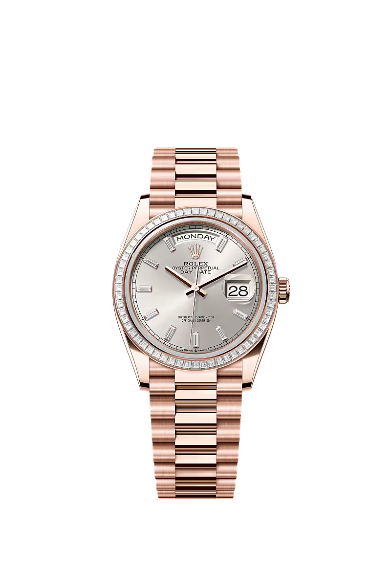 Rolex Day-Date 36 128395TBR Everose Gold Silver Dial - Zeuskicks