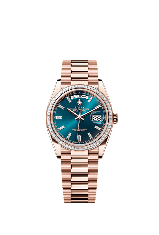 Rolex Day-Date 36 128395TBR Everose Gold Blue-Green Dial - Zeuskicks