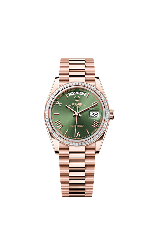 Rolex Day-Date 36 128395TBR Everose Gold Olive Green Dial - Zeuskicks