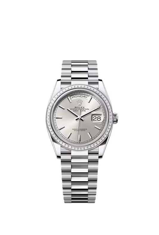 Men’s Rolex Day-Date 36 128396TBR Automatic Watch – Platinum & Diamonds - Zeuskicks