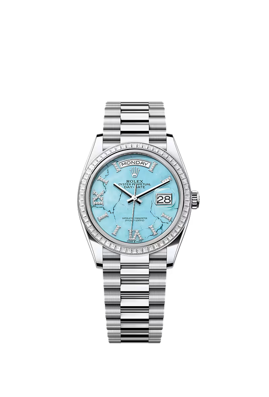 Men’s Rolex Day-Date 36 128396TBR Automatic Watch – Platinum & Diamonds - Zeuskicks