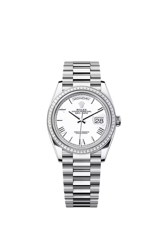 Men’s Rolex Day-Date 36 128396TBR Automatic Watch – Platinum & Diamonds - Zeuskicks