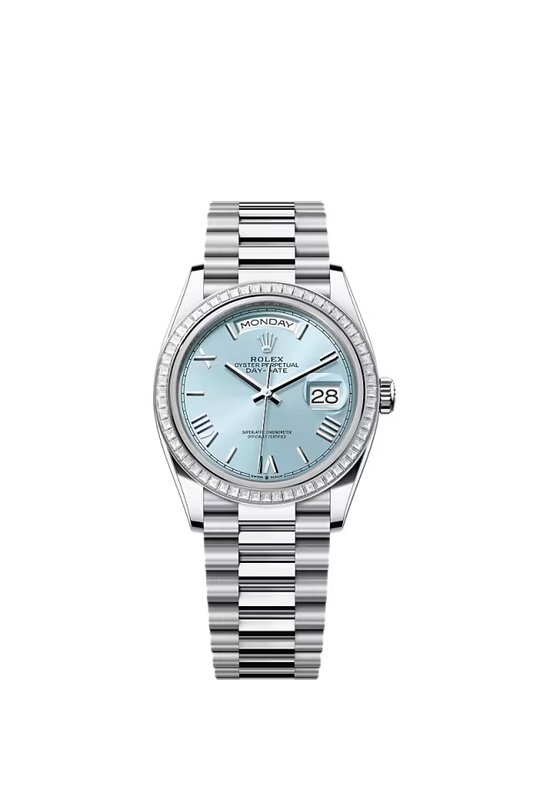 Men’s Rolex Day-Date 36 128396TBR Automatic Watch – Platinum & Diamonds - Zeuskicks