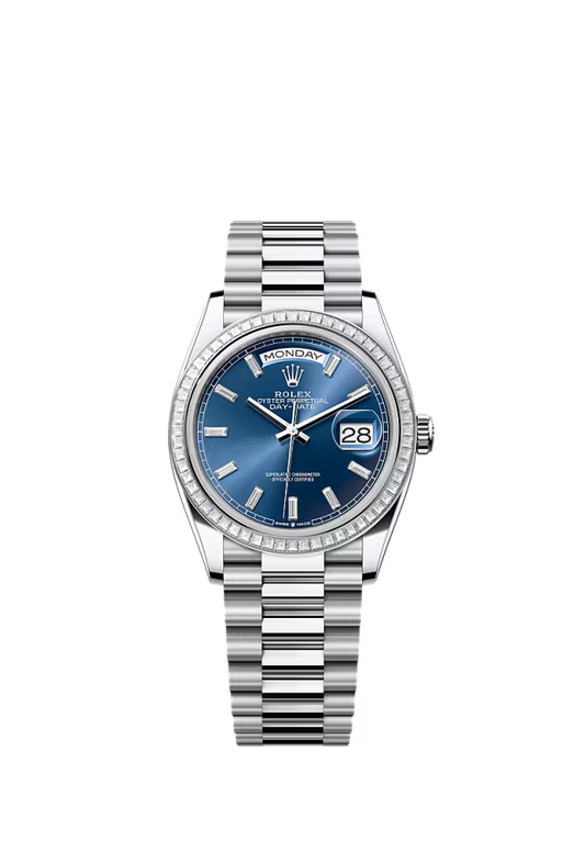Men’s Rolex Day-Date 36 128396TBR Automatic Watch – Platinum & Diamonds - Zeuskicks