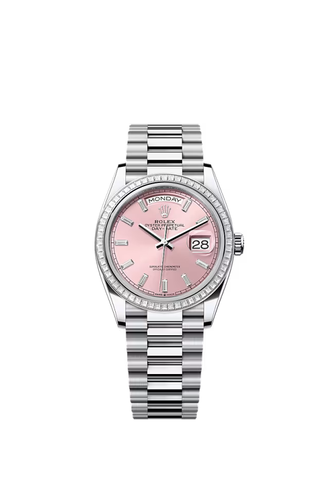Men’s Rolex Day-Date 36 128396TBR Automatic Watch – Platinum & Diamonds - Zeuskicks