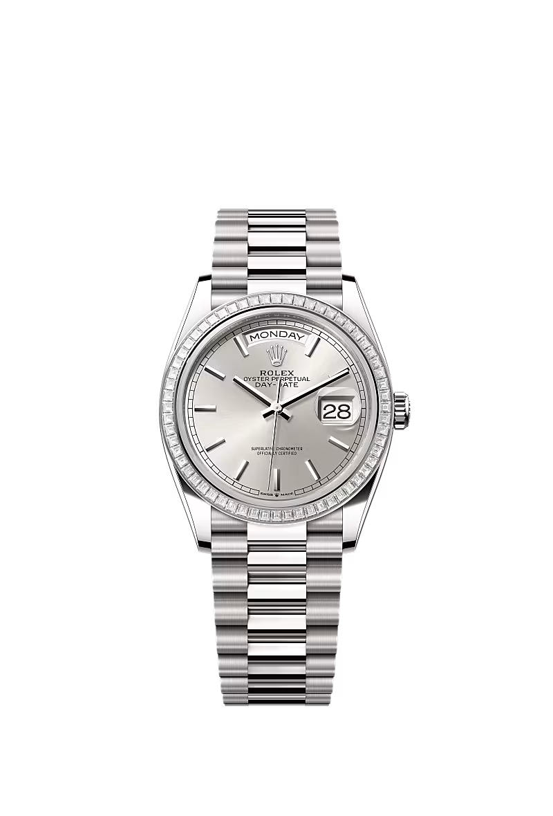 Men’s Rolex Day-Date 36 128399TBR Silver Diamond Dial - Zeuskicks