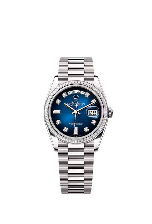 Men’s Rolex Day-Date 36 128399TBR Automatic White Gold Diamond Watch - Zeuskicks