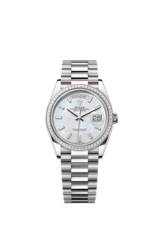 Men’s Rolex Day-Date 36 128399TBR Automatic White Gold Diamond Watch - Zeuskicks