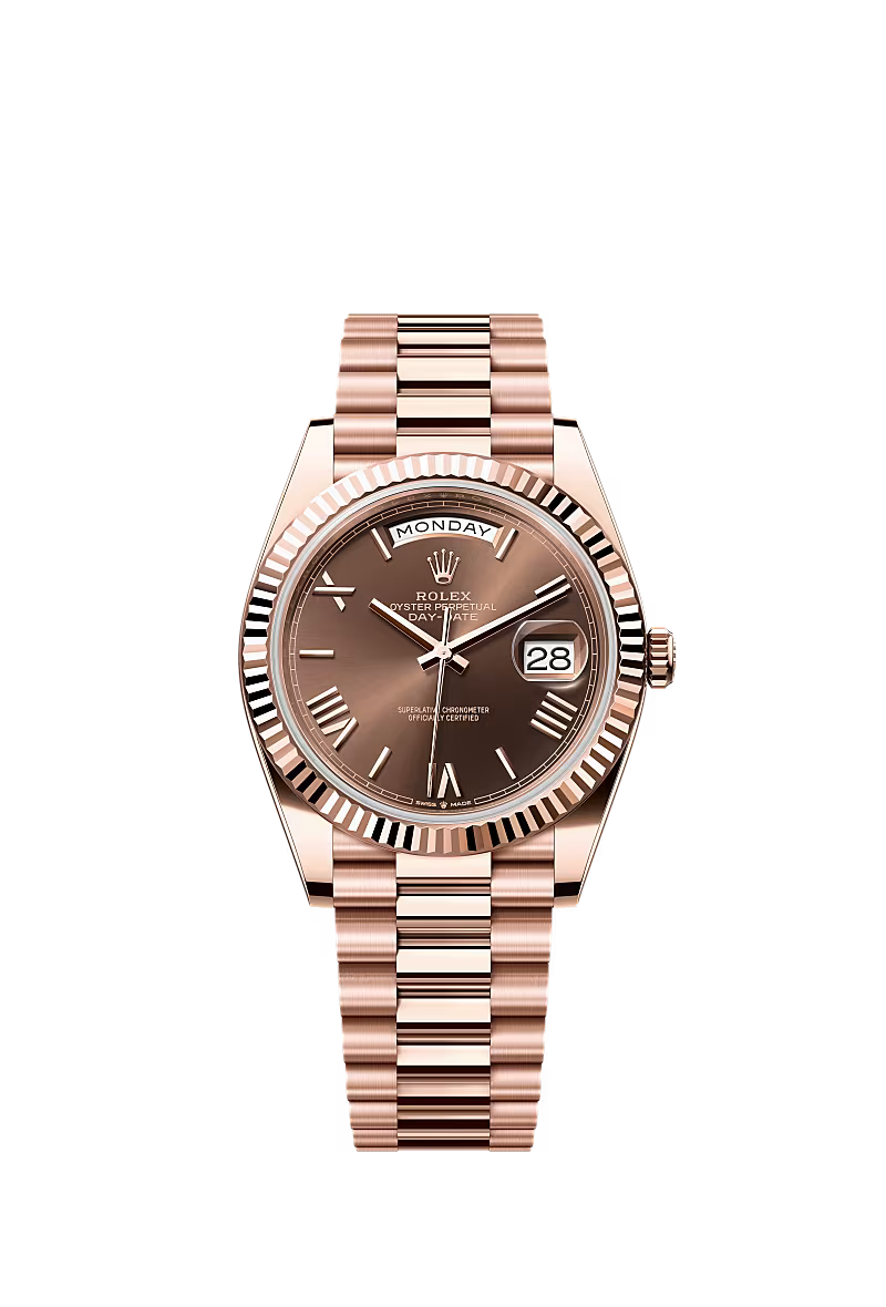 Men’s Rolex Day-Date 40 18K Everose Gold Chocolate Dial Watch – Reference 228235 - Zeuskicks