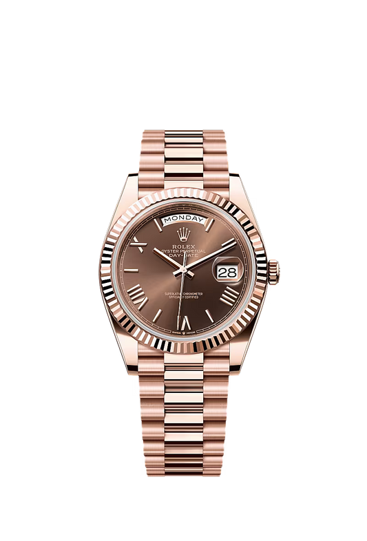 Men’s Rolex Day-Date 40 18K Everose Gold Chocolate Dial Watch – Reference 228235 - Zeuskicks