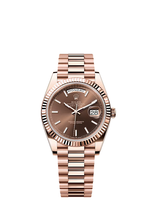 Men’s Rolex Day-Date 40 18K Everose Gold Chocolate Dial Watch – Reference 228235 - Zeuskicks
