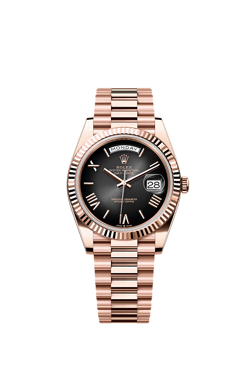 Men’s Rolex Day-Date 40 18K Everose Gold Slate Ombré Dial Watch – Reference 228235 - Zeuskicks