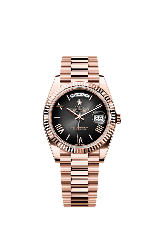 Men’s Rolex Day-Date 40 18K Everose Gold Slate Ombré Dial Watch – Reference 228235 - Zeuskicks
