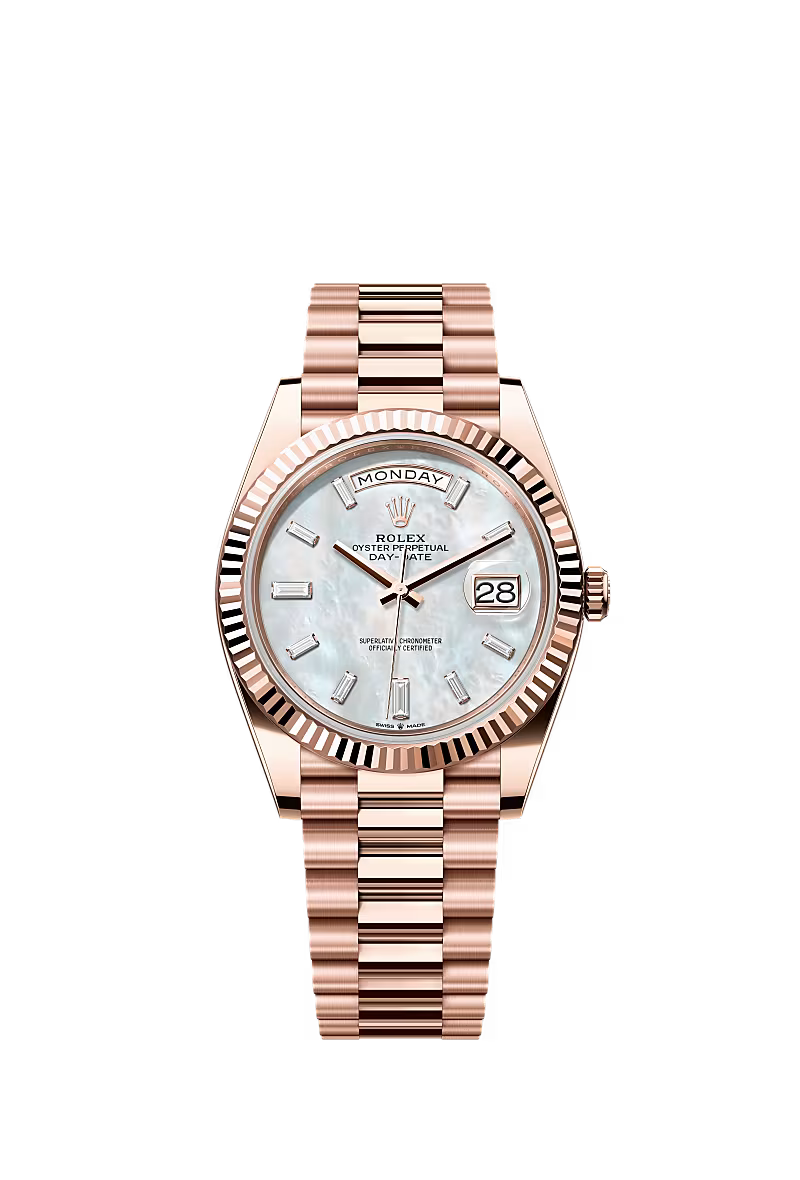 Men’s Rolex Day-Date 40 Oyster 40 mm White Mother-of-Pearl Diamond Dial - Zeuskicks