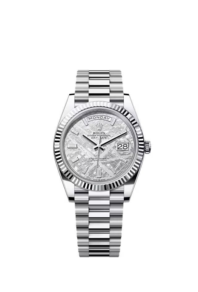 Rolex Day-Date 40 Platinum Oyster Watch – Reference 228236 with Meteorite Diamond Dial - Zeuskicks