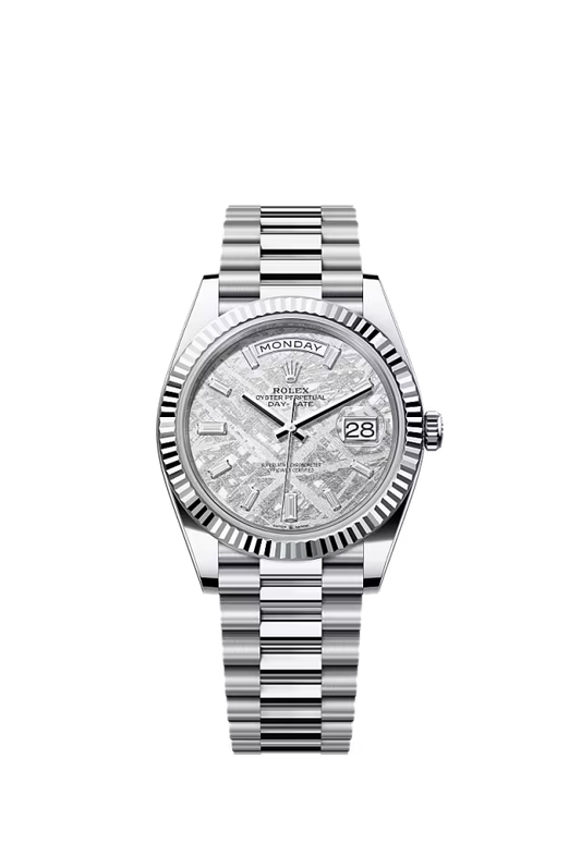 Rolex Day-Date 40 Platinum Oyster Watch – Reference 228236 with Meteorite Diamond Dial - Zeuskicks