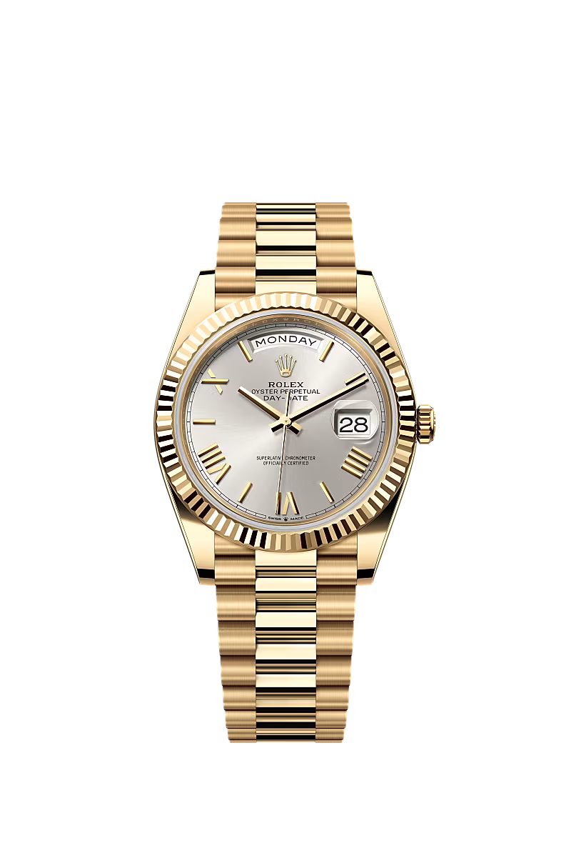 Men’s Rolex Day-Date 40 Ref. 228238 Yellow Gold Automatic Watch – Silver Dial - Zeuskicks