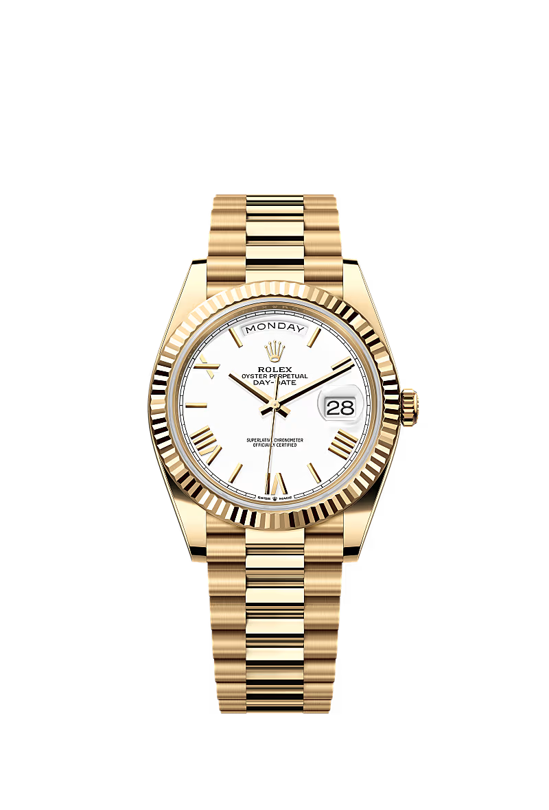Men’s Rolex Day-Date 40 Ref. 228238 Yellow Gold Automatic Watch – White Dial - Zeuskicks