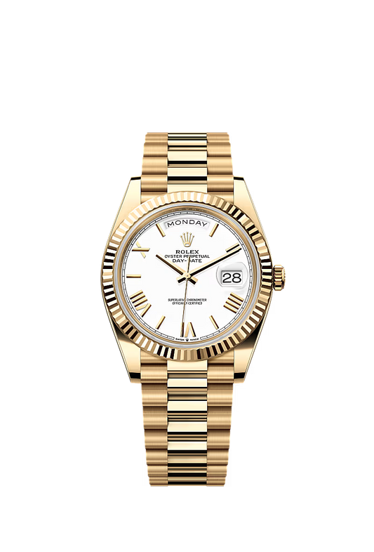 Men’s Rolex Day-Date 40 Ref. 228238 Yellow Gold Automatic Watch – White Dial - Zeuskicks