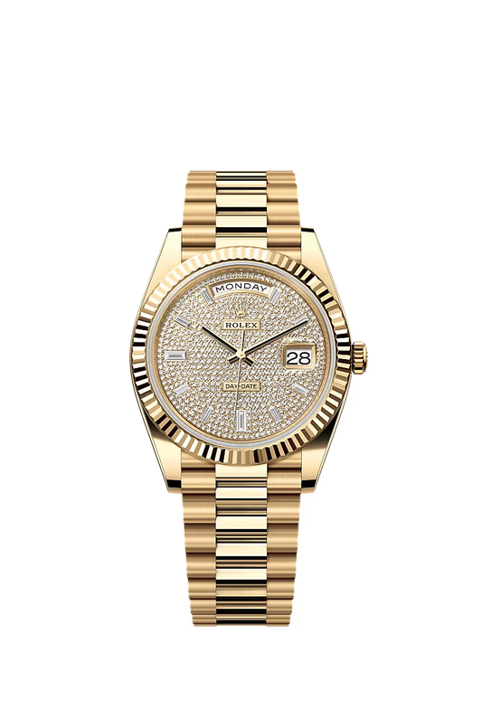 Men’s Rolex Day-Date 40 Ref. 228238 Yellow Gold Automatic Watch – Diamond-Paved Dial - Zeuskicks