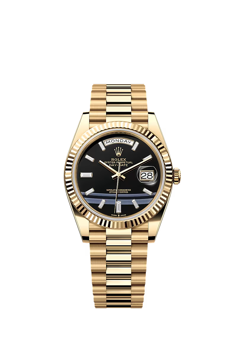 Men’s Rolex Day-Date 40 Ref. 228238 Yellow Gold Automatic Watch – Onyx Diamond Dial - Zeuskicks