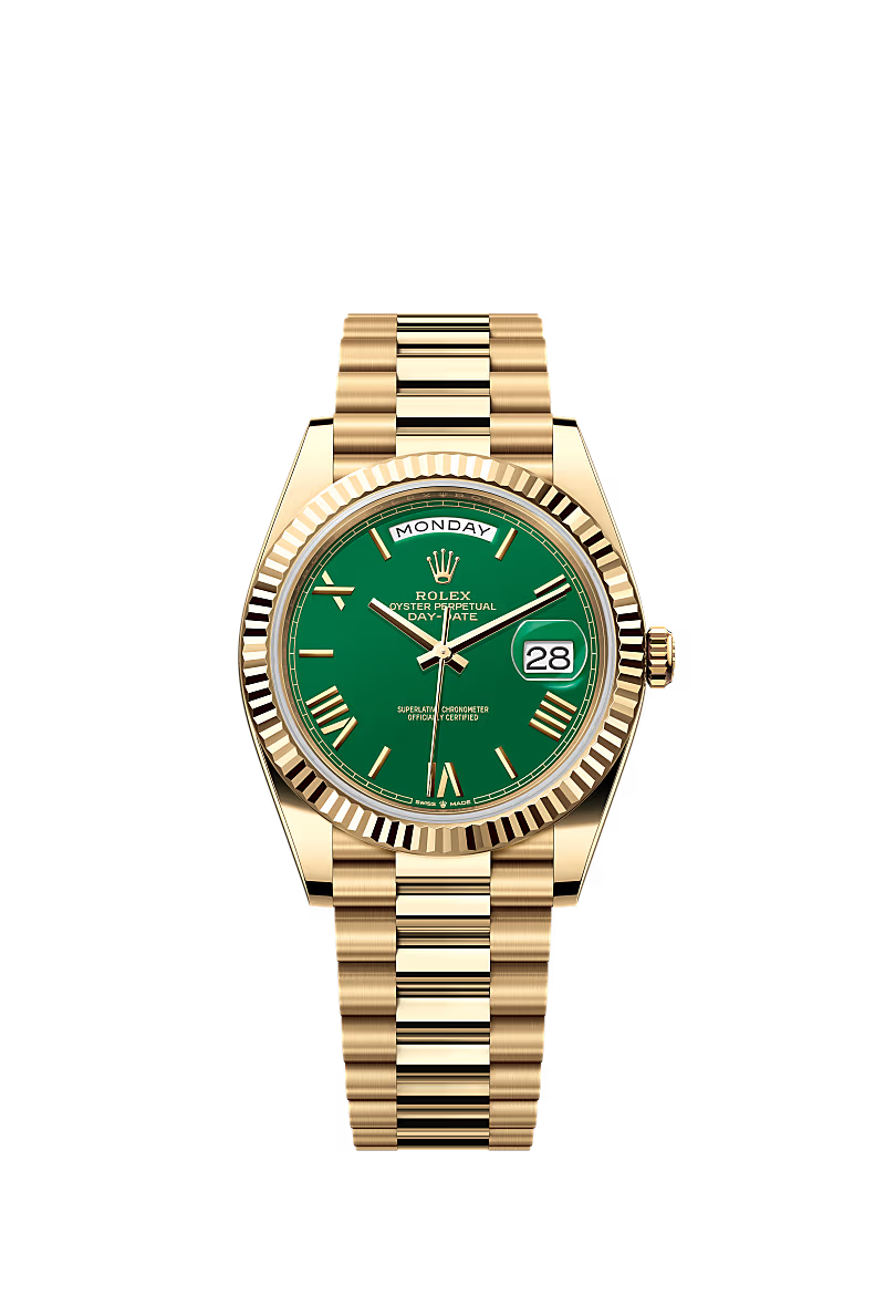 Men’s Rolex Day-Date 40 Ref. 228238 Yellow Gold Automatic Watch – Green Dial - Zeuskicks