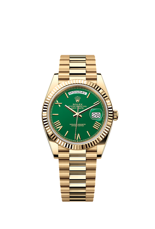 Men’s Rolex Day-Date 40 Ref. 228238 Yellow Gold Automatic Watch – Green Dial - Zeuskicks