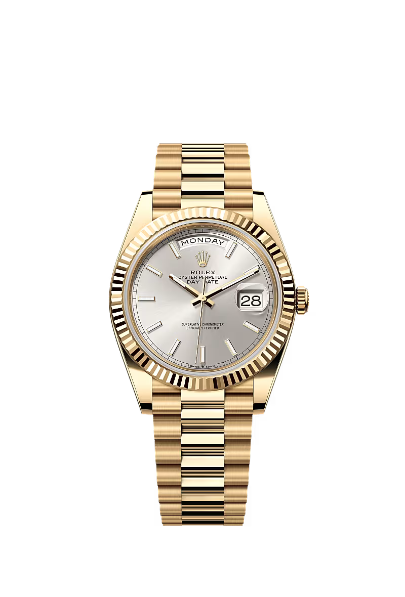 Men’s Rolex Day-Date 40 Ref. 228238 Yellow Gold Automatic Watch – Silver Dial - Zeuskicks
