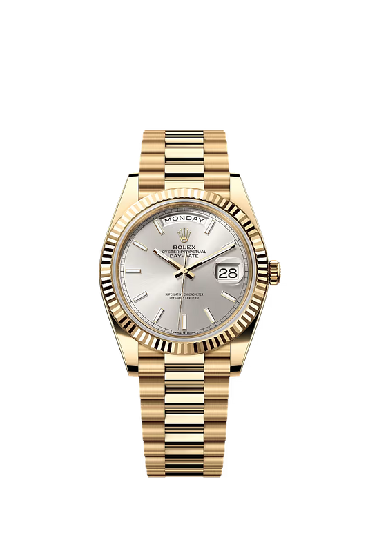 Men’s Rolex Day-Date 40 Ref. 228238 Yellow Gold Automatic Watch – Silver Dial - Zeuskicks