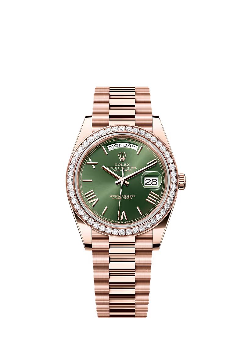 Men’s Rolex Day-Date 40 228345RBR Automatic Watch – Everose Gold & Diamonds - Zeuskicks