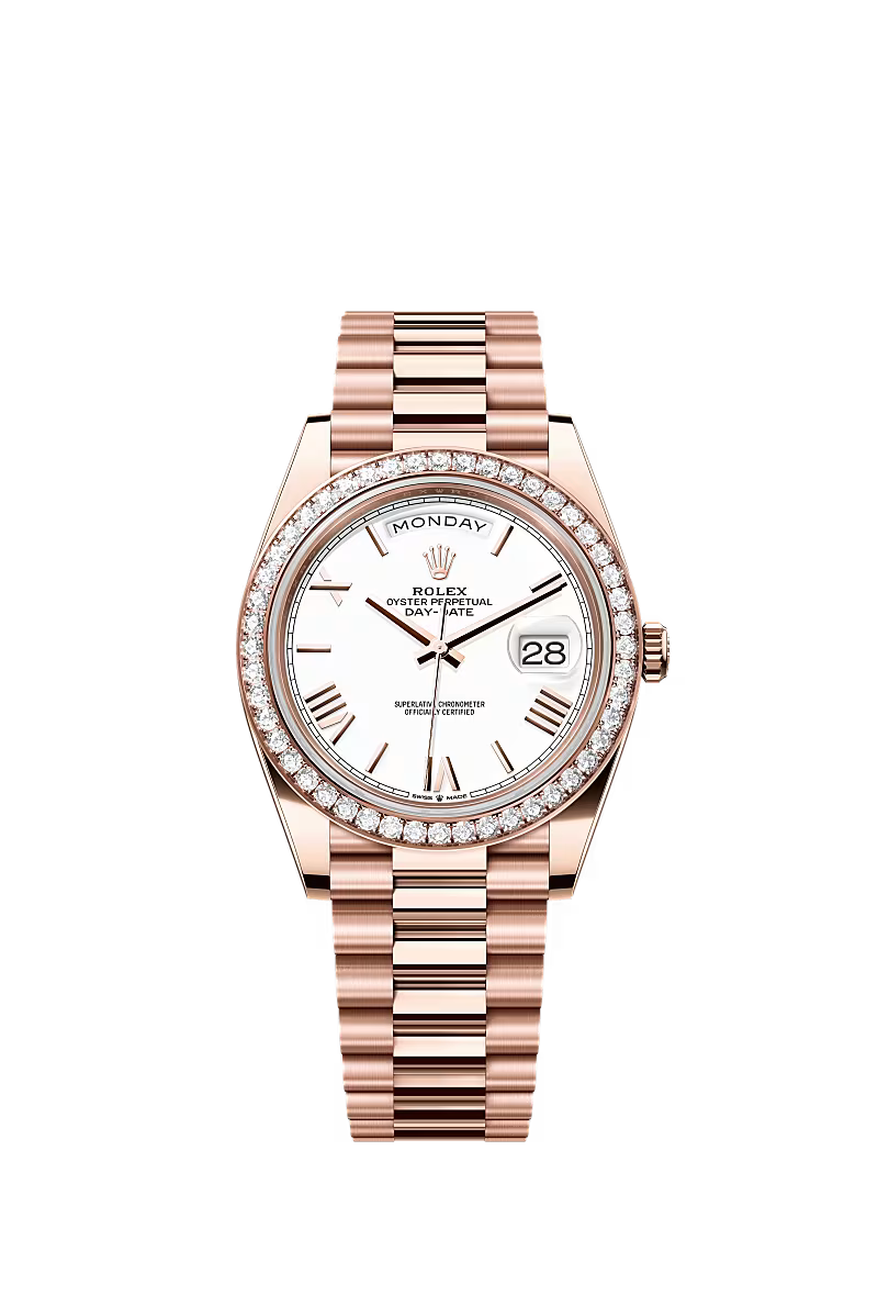 Men’s Rolex Day-Date 40 228345RBR Automatic Watch – Everose Gold & Diamonds - Zeuskicks