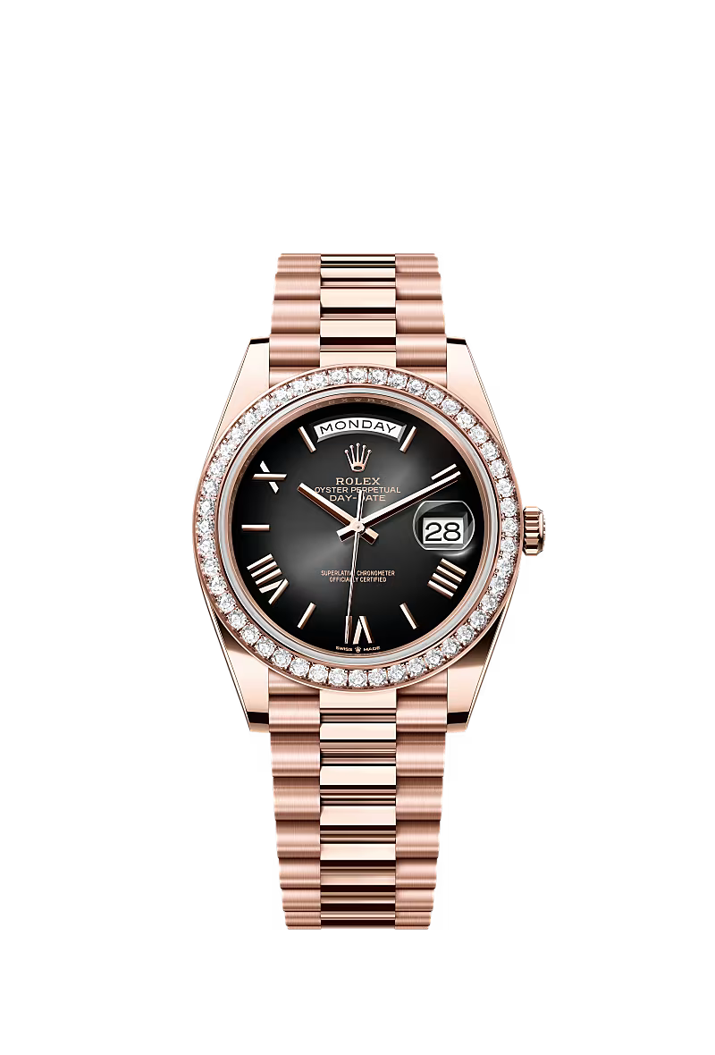 Men’s Rolex Day-Date 40 228345RBR Automatic Watch – Everose Gold & Diamonds - Zeuskicks