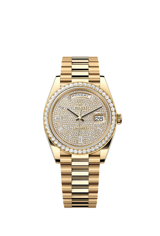 Men’s Rolex Day-Date 40 228348RBR Yellow Gold Diamond-Pavé Dial - Zeuskicks