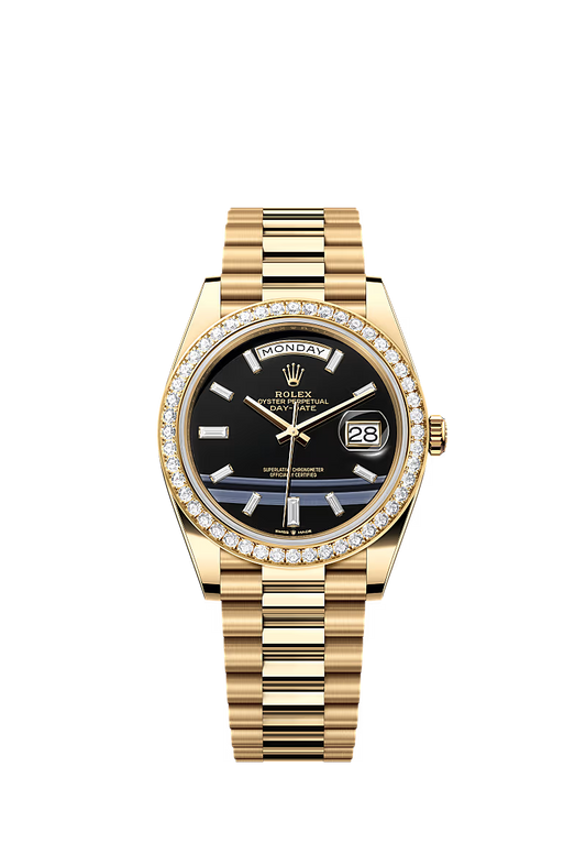 Rolex Day-Date 40 228348RBR Yellow Gold Diamond Dial Onyx - Zeuskicks