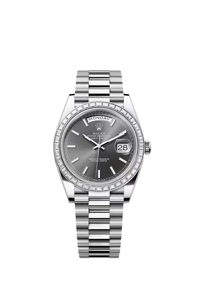 Men’s Rolex Day-Date 40 228396TBR Automatic Watch – Platinum & Diamond Slate Dial - Zeuskicks