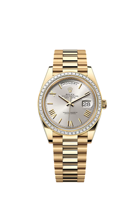 Men’s Rolex Day-Date 40 228398TBR Automatic Watch – Silver Dial & Diamond Bezel - Zeuskicks