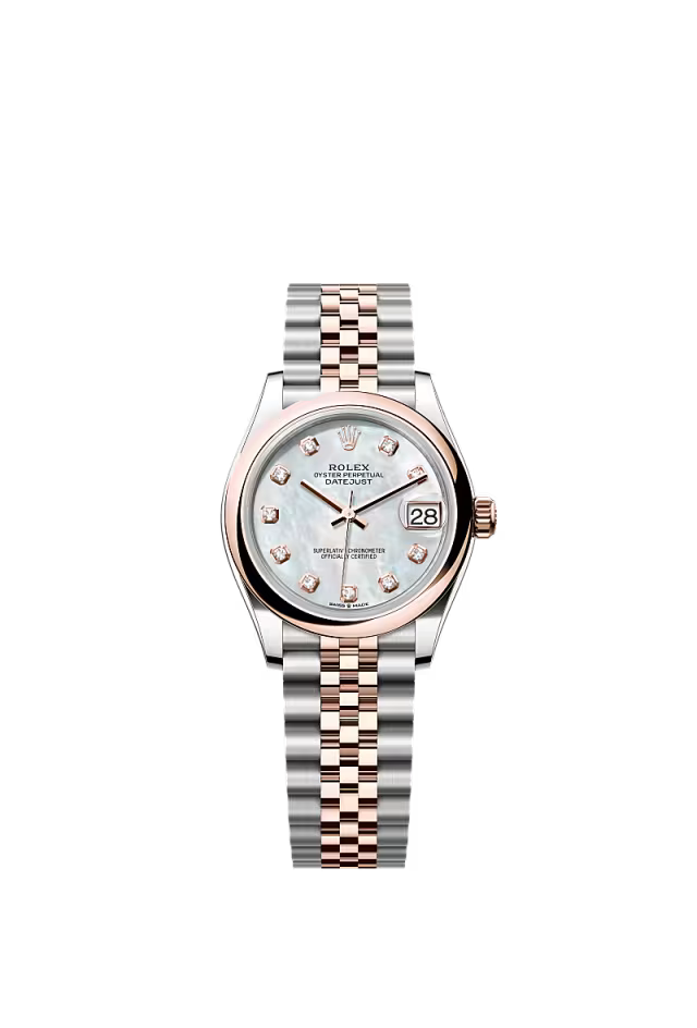 Women’s Rolex Datejust 31 278241 Oystersteel & Everose Gold Automatic Watch – White Mother-of-Pearl Diamond Dial