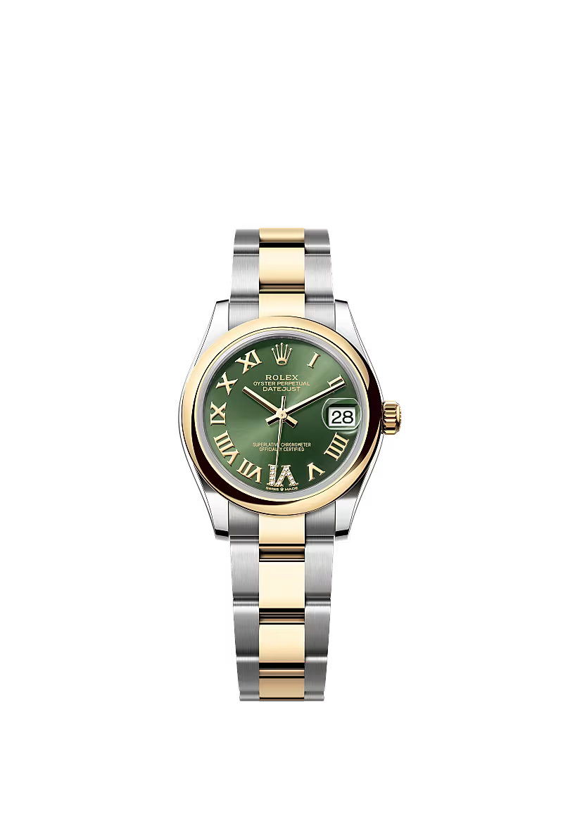 Women’s Rolex Datejust 31 Ref. 278243 – Yellow Rolesor, Olive Green Diamond Dial, Oyster Bracelet