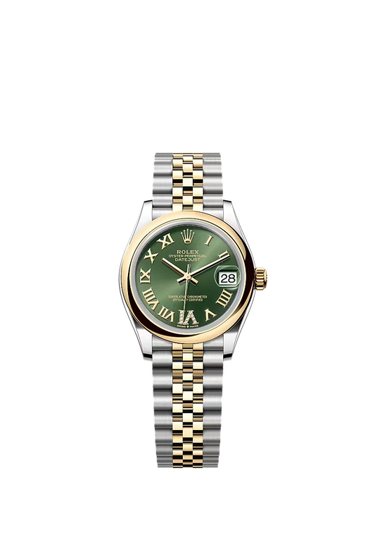 Women’s Rolex Datejust 31 Ref. 278243 – Yellow Rolesor, Olive Green Diamond Dial, Jubilee Bracelet