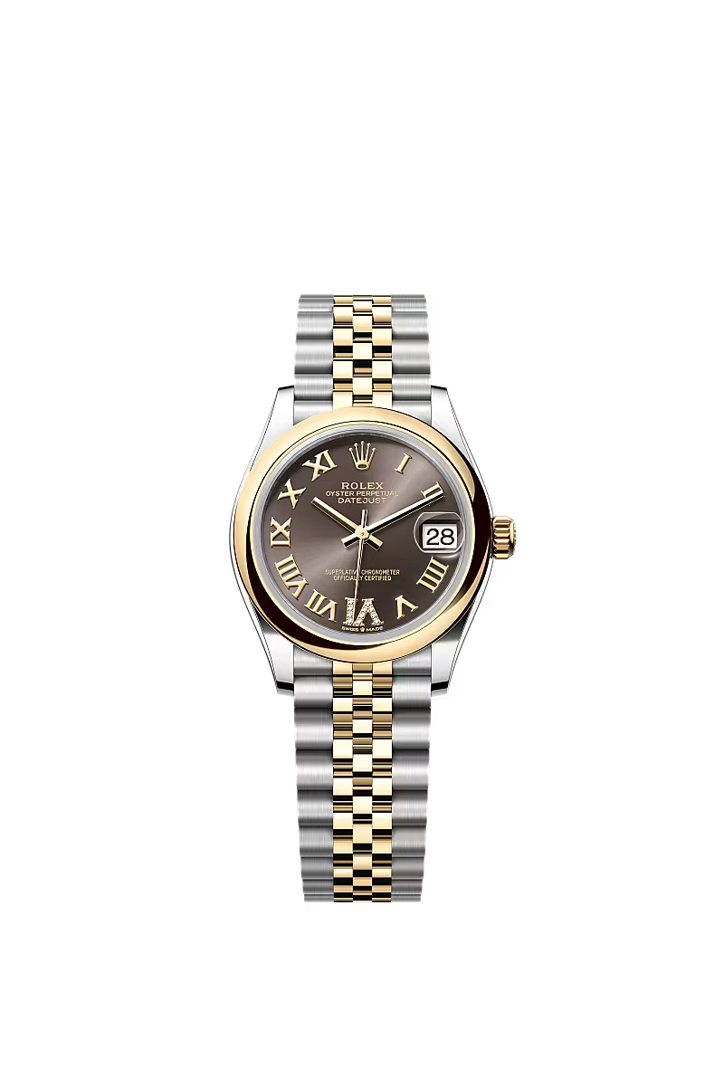 Women’s Rolex Datejust 31 Ref. 278243 – Yellow Rolesor, Dark Grey Diamond Dial, Jubilee Bracelet