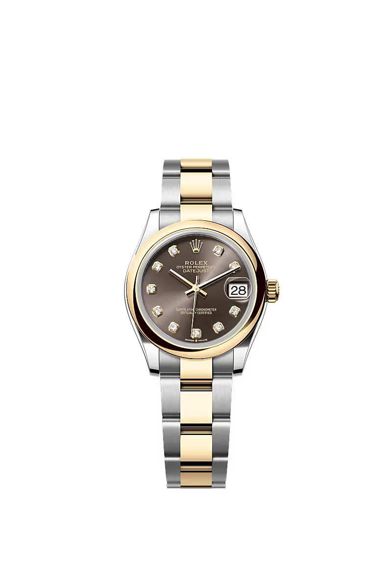 Women’s Rolex Datejust 31 Ref. 278243 – Yellow Rolesor, Dark Grey Diamond Dial, Oyster Bracelet