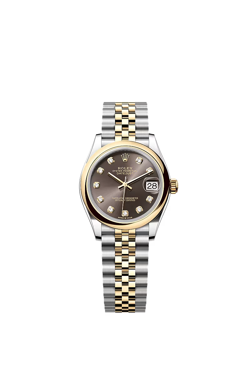 Women’s Rolex Datejust 31 Ref. 278243 – Yellow Rolesor, Dark Grey Diamond Dial, Jubilee Bracelet