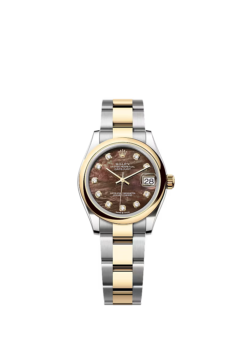 Women’s Rolex Datejust 31 Ref. 278243 – Yellow Rolesor, Black Mother-of-Pearl Diamond Dial, Oyster Bracelet