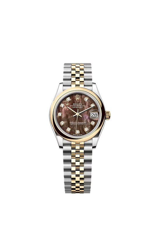 Women’s Rolex Datejust 31 Ref. 278243 – Yellow Rolesor, Black Mother-of-Pearl Diamond Dial, Jubilee Bracelet