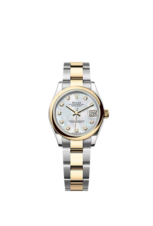 Women’s Rolex Datejust 31 Ref. 278243 – Yellow Rolesor, White Mother-of-Pearl Diamond Dial, Oyster Bracelet