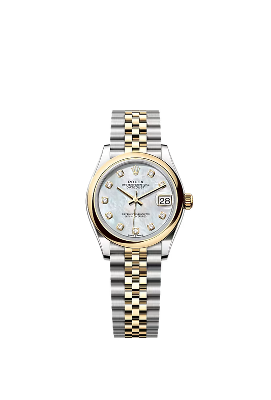 Women’s Rolex Datejust 31 Ref. 278243 – Yellow Rolesor, White Mother-of-Pearl Diamond Dial, Jubilee Bracelet