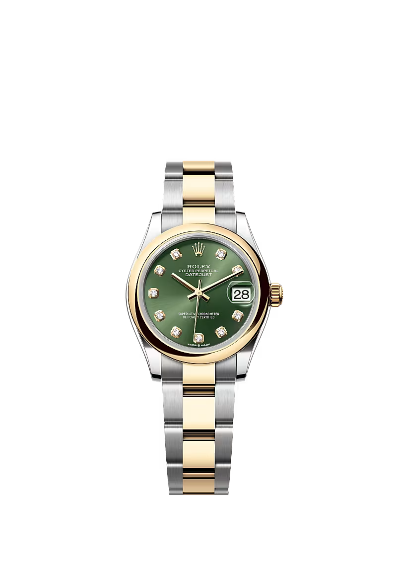 Women’s Rolex Datejust 31 Ref. 278243 – Yellow Rolesor, Olive Green Diamond Dial, Oyster Bracelet