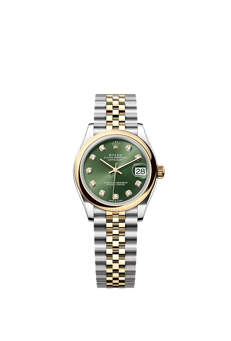 Women’s Rolex Datejust 31 Ref. 278243 – Yellow Rolesor, Olive Green Diamond Dial, Jubilee Bracelet